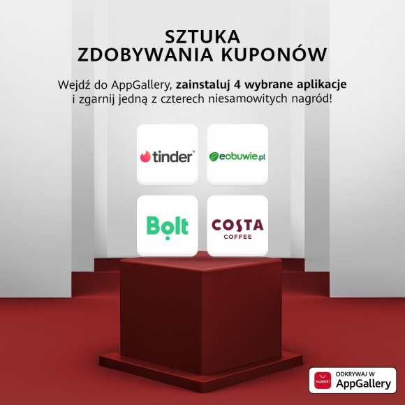 Costa Coffee, Tinder Plus, Bolt i eobuwie.pl – vouchery do zdobycia w AppGallery